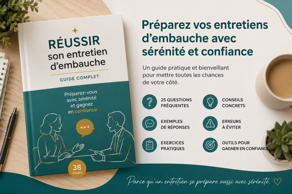 Guide "Réussir son entretien d'embauche", un guide pratique de 38 pages pour préparer sereinement ses entretiens d'embauche.